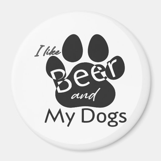 Aimant J'aime la bière et mes chiens (Devant)