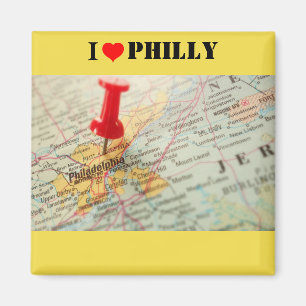 Aimant J'aime la carte de Philadelphie