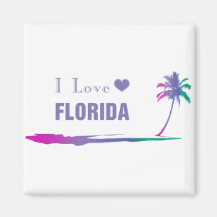 Aimant J'Aime La Floride Colorée Violet