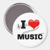 Aimant J'aime la musique, design populaire (Recto/Verso)