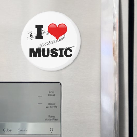 Aimant J'aime la musique, design populaire (In situ (réfrigérateur))