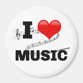 Aimant J'aime la musique, design populaire (Devant)