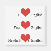 Aimant J'aime l'anglais Grammar TESOL Étudiant enseignant (Devant)