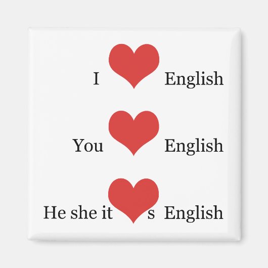 Aimant J'aime l'anglais Grammar TESOL Étudiant enseignant (Devant)