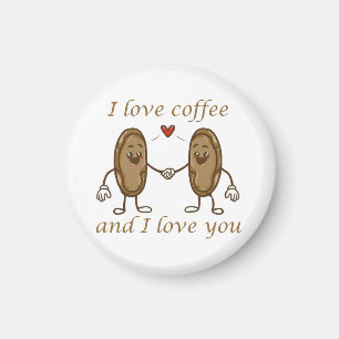 Aimant J'aime le café et je t'aime