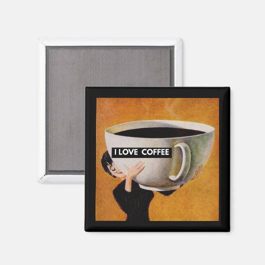 Aimant J'aime le café rétro (Recto/Verso)