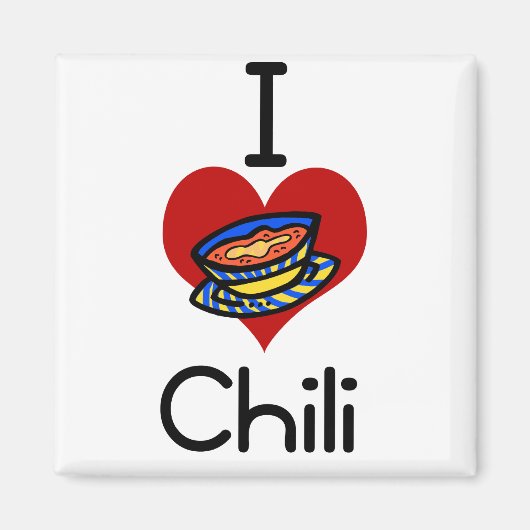 Aimant J'aime le chili au coeur (Devant)