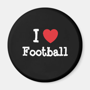 Aimant J'aime le coeur de football personnalisé