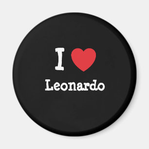 Aimant J'aime le coeur de Leonardo personnalisé