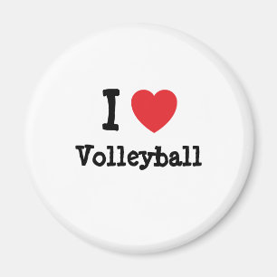 Aimant J'aime le coeur de volley-ball personnalisé