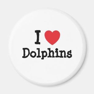 Aimant J'aime le coeur des dauphins personnalisé