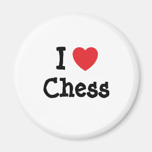 Aimant J'aime le coeur des échecs personnalisé