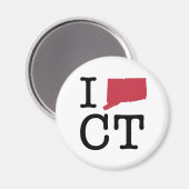 Aimant J'aime le Connecticut (Recto/Verso)