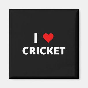Aimant J'aime le cricket (avec un cœur rouge)