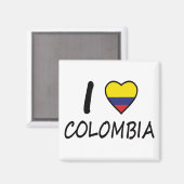 Aimant J'aime le drapeau colombien (Recto/Verso)