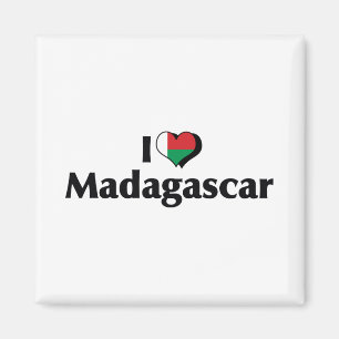 Aimant J'aime le drapeau de Madagascar