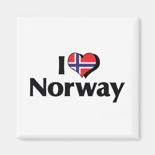 Aimant J'aime le drapeau de Norvège (Devant)