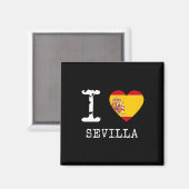 Aimant J'aime le drapeau de Séville Espagne (Recto/Verso)