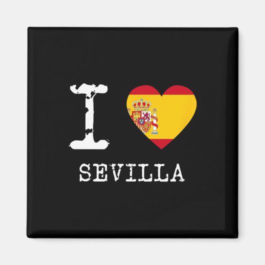 Aimant J'aime le drapeau de Séville Espagne (Devant)