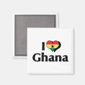 Aimant J'aime le drapeau du Ghana (Recto/Verso)