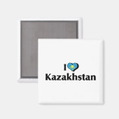 Aimant J'aime le drapeau du Kazakhstan (Recto/Verso)