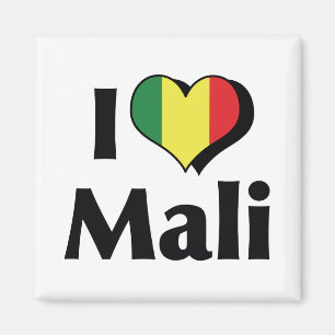 Aimant J'aime le drapeau du Mali