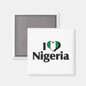 Aimant J'aime le drapeau du Nigeria (Recto/Verso)