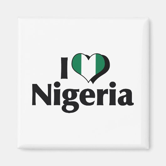 Aimant J'aime le drapeau du Nigeria (Devant)