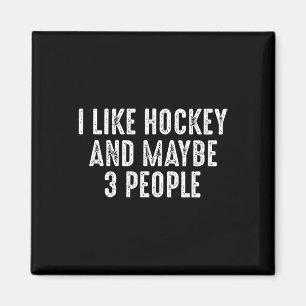 Aimant J'aime le hockey et peut-être 3 personnes