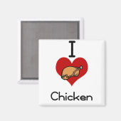 Aimant J'aime le poulet au coeur (Recto/Verso)