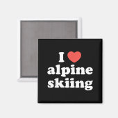 Aimant J'aime le ski alpin de cœur  (Recto/Verso)