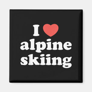 Aimant J'aime le ski alpin de cœur 