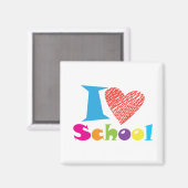 Aimant J'Aime L'École. Retour À L'École. Cartoon Coeur mi (Recto/Verso)