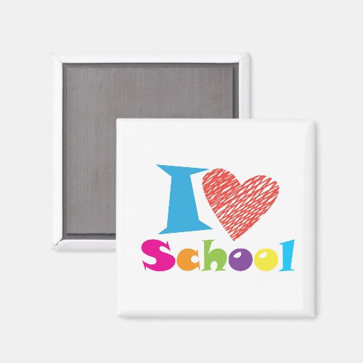 Aimant J'Aime L'École. Retour À L'École. Cartoon Coeur mi (Recto/Verso)
