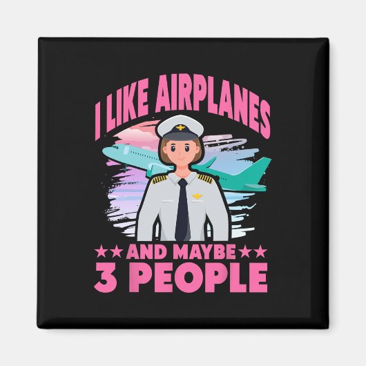 Aimant J'Aime Les Avions Et Peut-Être 3 Personnes (Devant)