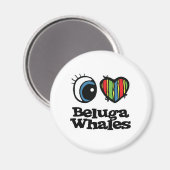 Aimant J'aime (♥) les baleines belugas (Recto/Verso)