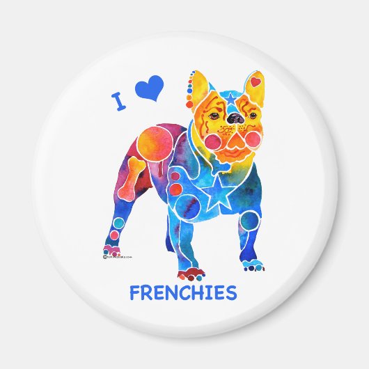 Aimant J'Aime Les Bulldogs Français (Devant)