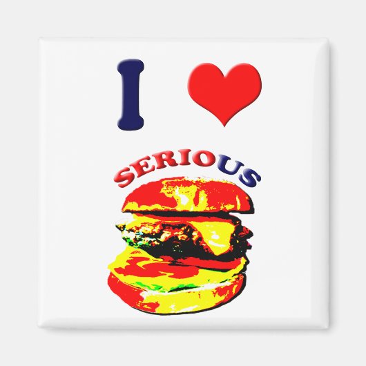 Aimant J'Aime Les Burgers Sérieux (Devant)