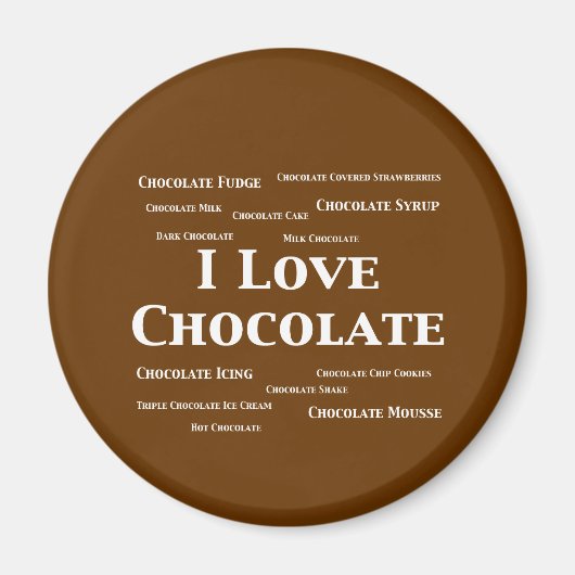 Aimant J'Aime Les Cadeaux Au Chocolat (Devant)