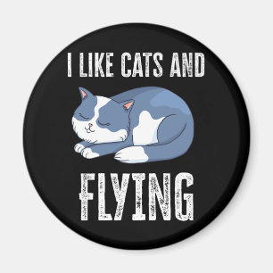 Aimant J'aime les chats et les cadeaux volants