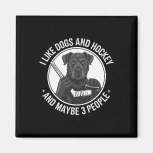 Aimant J'aime les chiens et le hockey et, peut-être 3 per