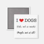 Aimant J'aime les chiens, les chats pas tellement, les ge (Recto/Verso)