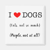 Aimant J'aime les chiens, les chats pas tellement, les ge (Devant)