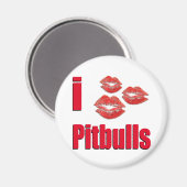 Aimant J'Aime Les Chiens Pitbull, Baisers À Lèvres Fou (Recto/Verso)