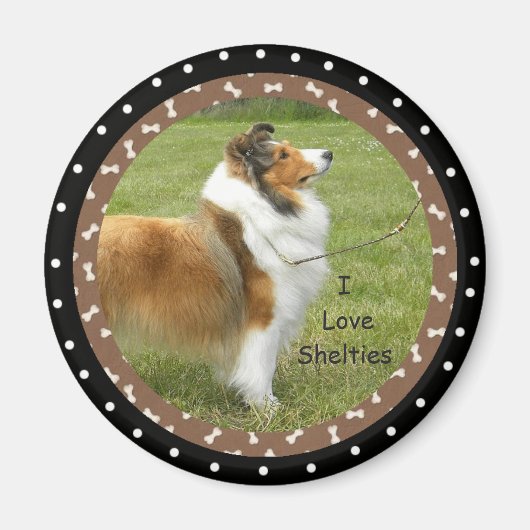 Aimant J'aime les chiens Sheltie (Devant)