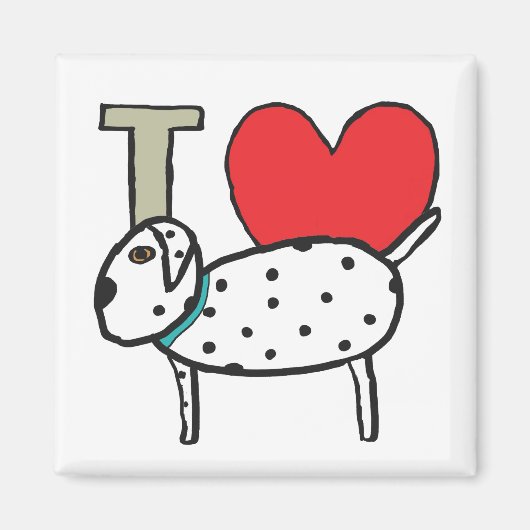 Aimant J'aime les Dalmatiens (Devant)