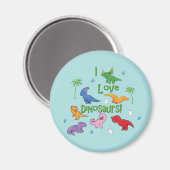 Aimant J'Aime Les Dinosaures ! (Cute) (Recto/Verso)