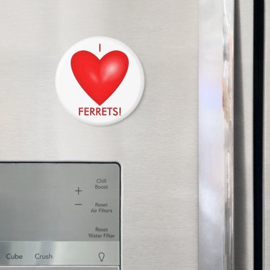 Aimant J'aime les furets au coeur rouge (In situ (réfrigérateur))