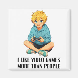 Aimant J'aime les jeux vidéo plus que les gens Drôle de j