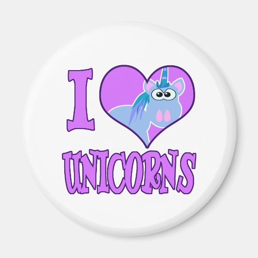 Aimant J'aime les licornes (Devant)